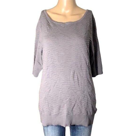 Calvin Klein Jeans Womens Pullover Sweater Textured Knit Short Sleeve Gray Large - Picture 2 of 14